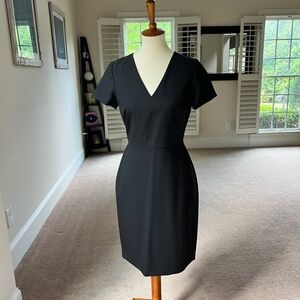 J Crew Women's Size 4 Black Dress V-Neck Short Sleeve LBD Suiting Dress